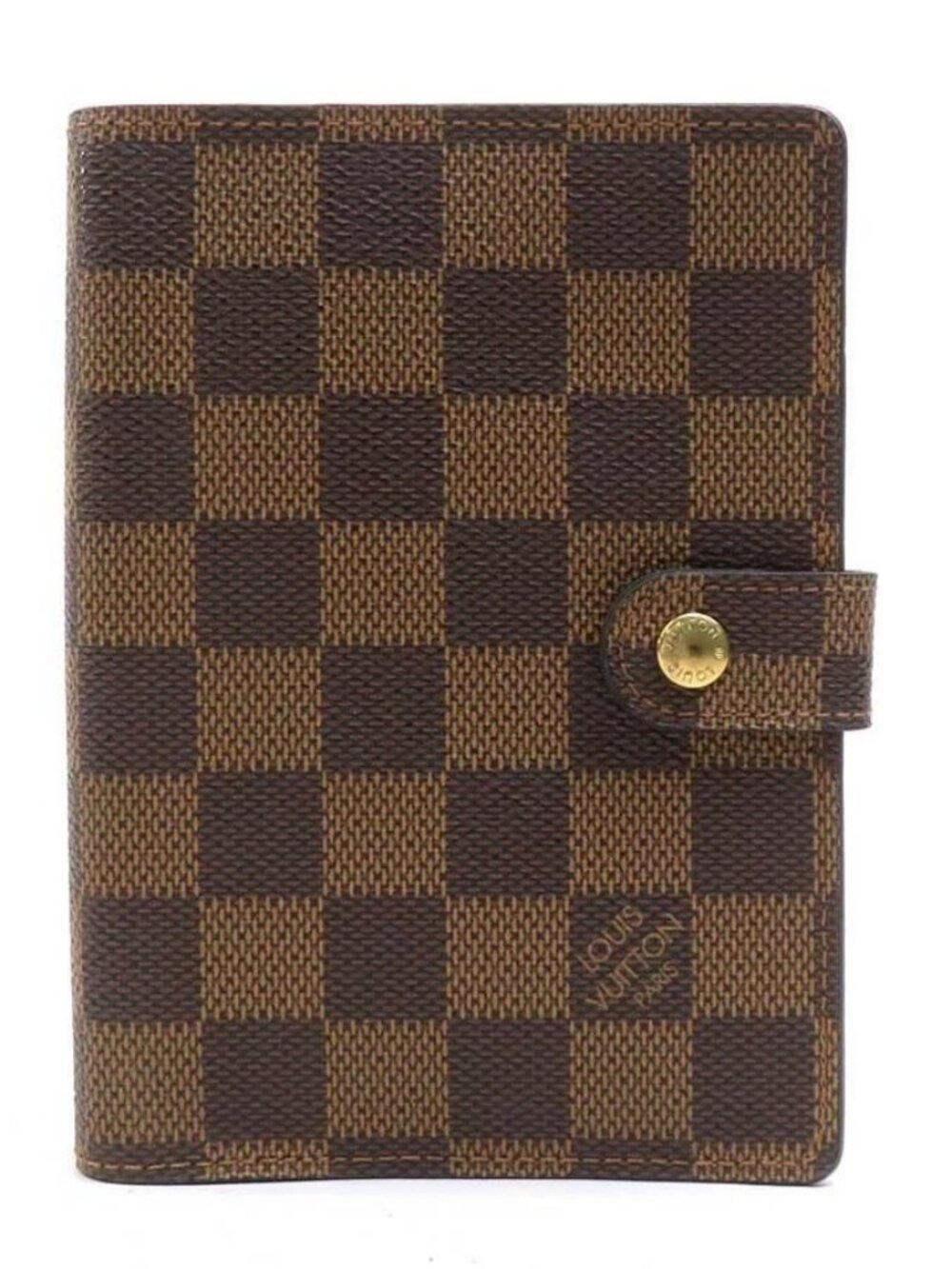 Auth LOUIS VUITTON Damier Ebene Agenda PM Agenda/Note Cover Brown